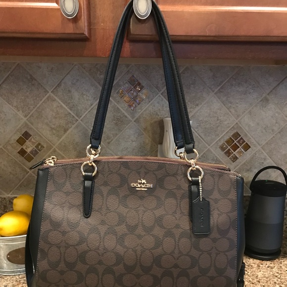 coach purse brown and black